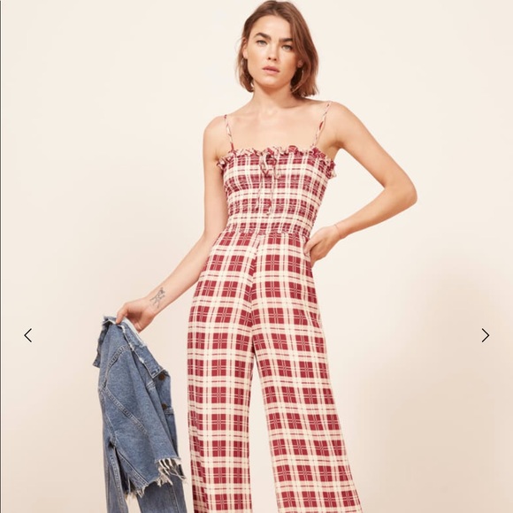 Reformation Pants - Reformation Pompano Red Plaid Jumpsuit